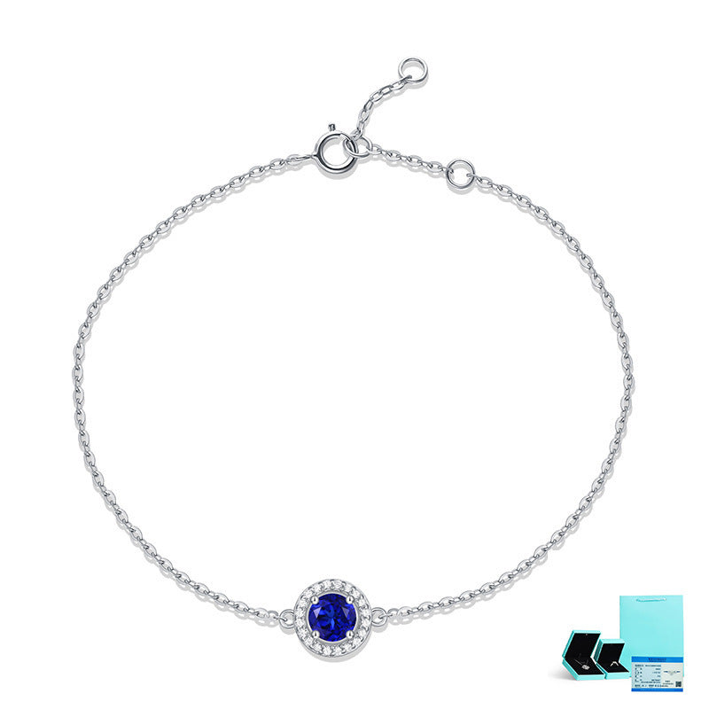 S925 Silver Inlaid Sapphire Bracelet
