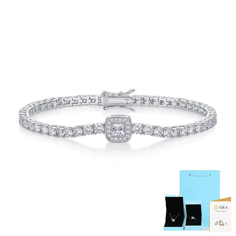 Moissanite S925 Silver Platinum-Plated Bracelet – Luxurious Light Luxury Jewelry NP Collection
