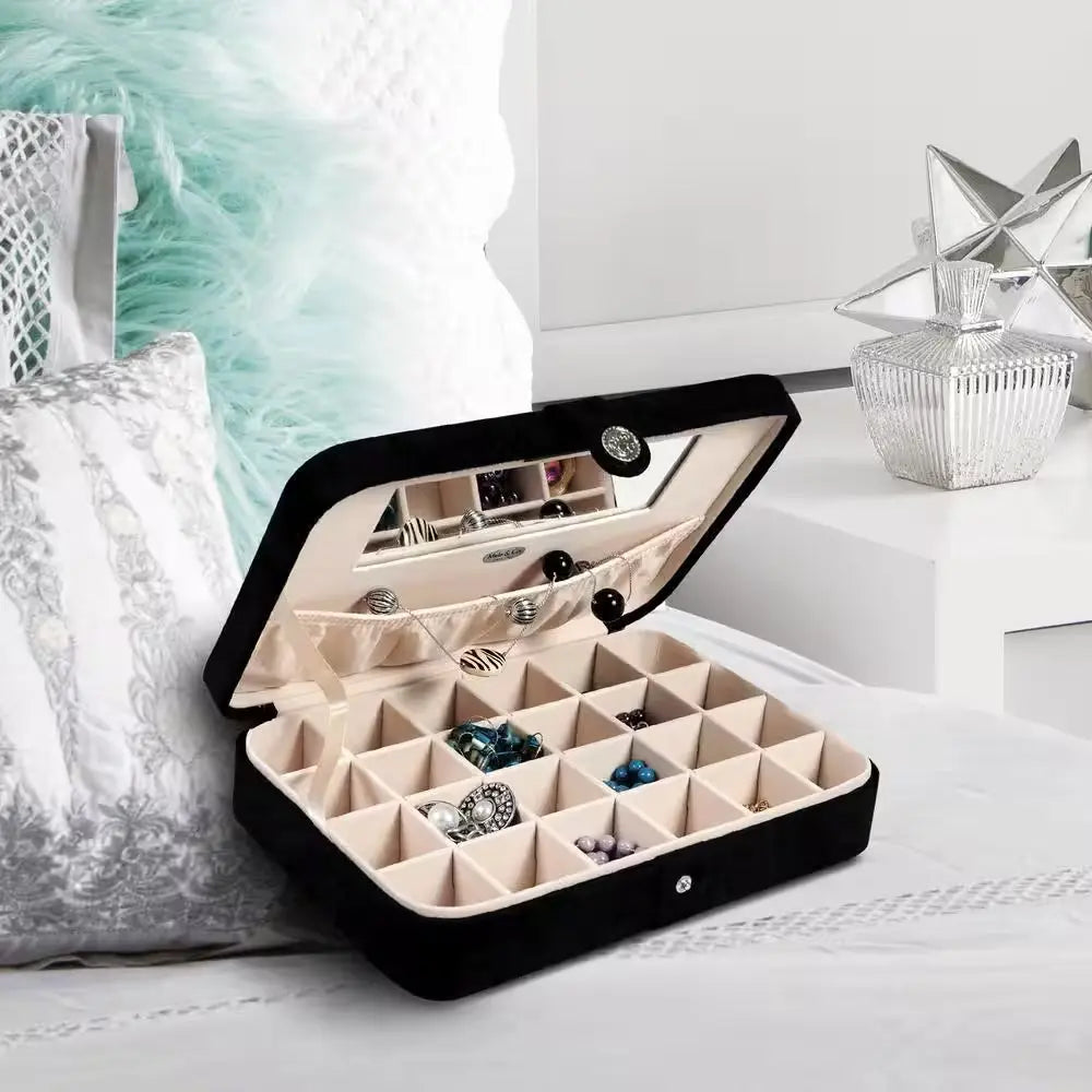 Maria Black Plush Fabric Jewelry Box