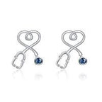 Sterling Silver Nurse Stethoscope with Blue Crystal Stud Earrings