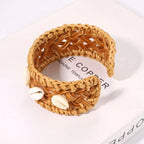 Rattan Bracelet Handmade Lightweight Straw Wicker Braid Cuff Bangle Bracelet 