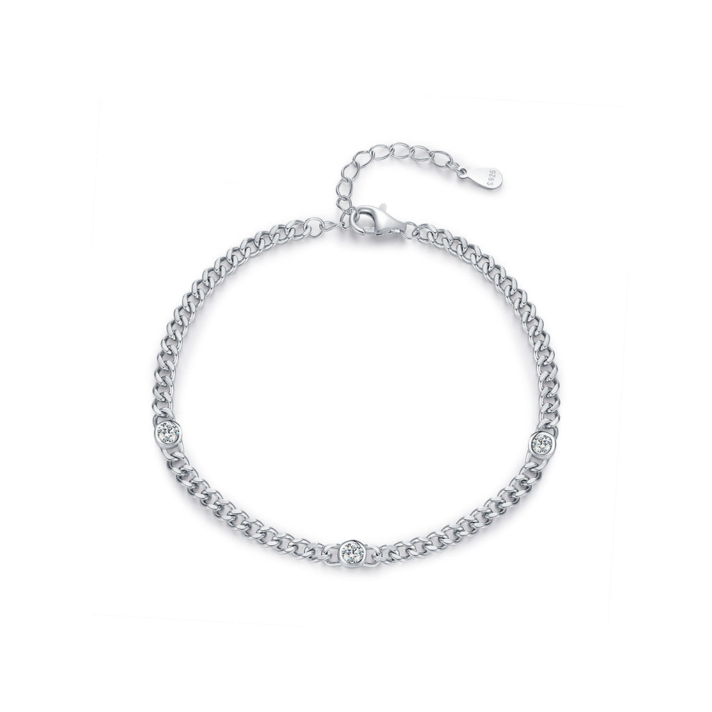 S925 Sterling Silver Japanese Style Shining Diamond Bracelet