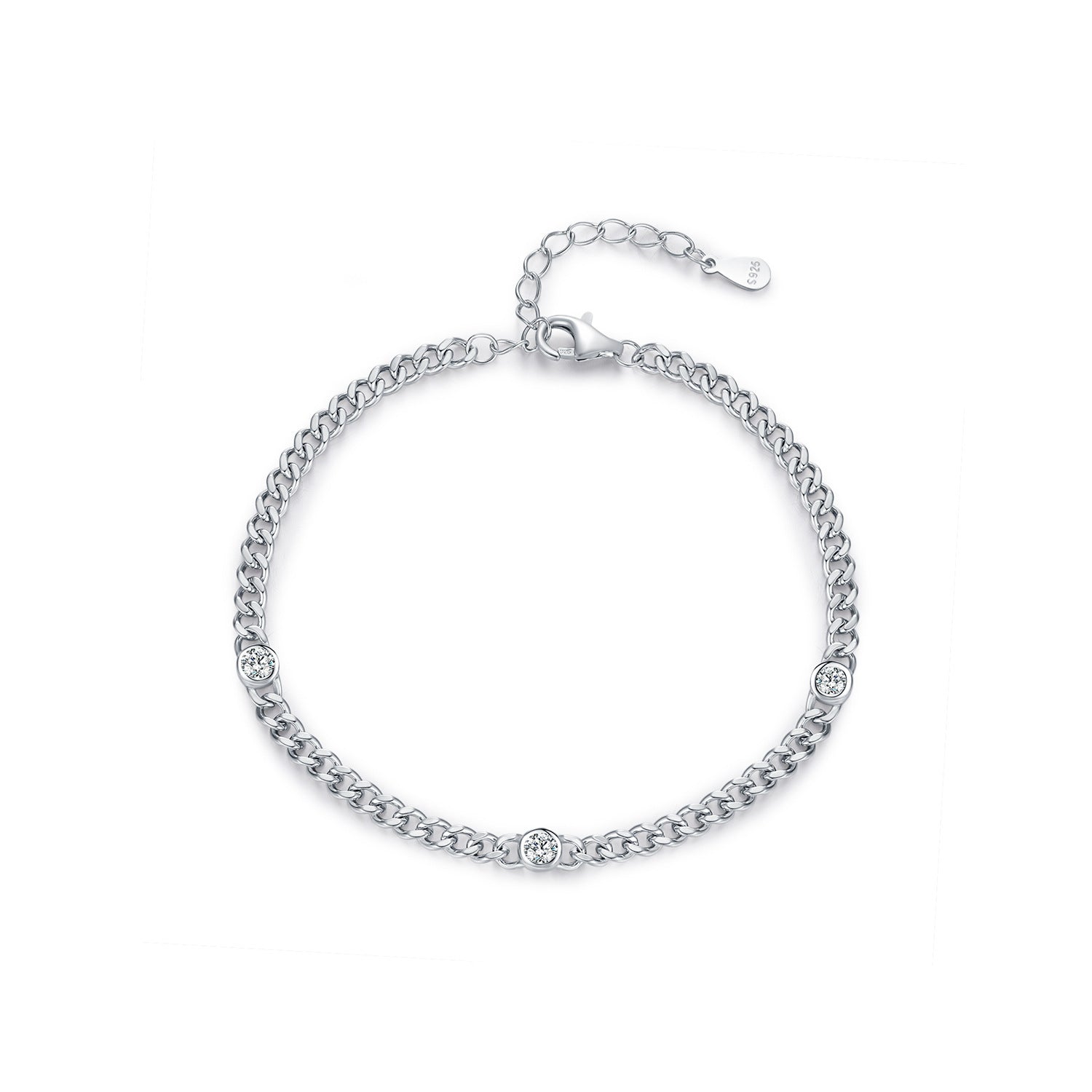 S925 Sterling Silver Japanese Style Shining Diamond Bracelet