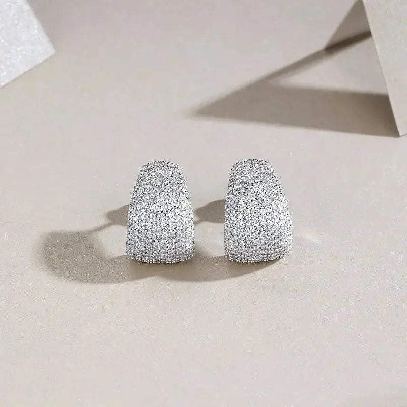 Moissanite Luxury And Fashionable Light Luxury Jewelry Silver Stud Earrings S925 Silver Plated Platinum NP Collection