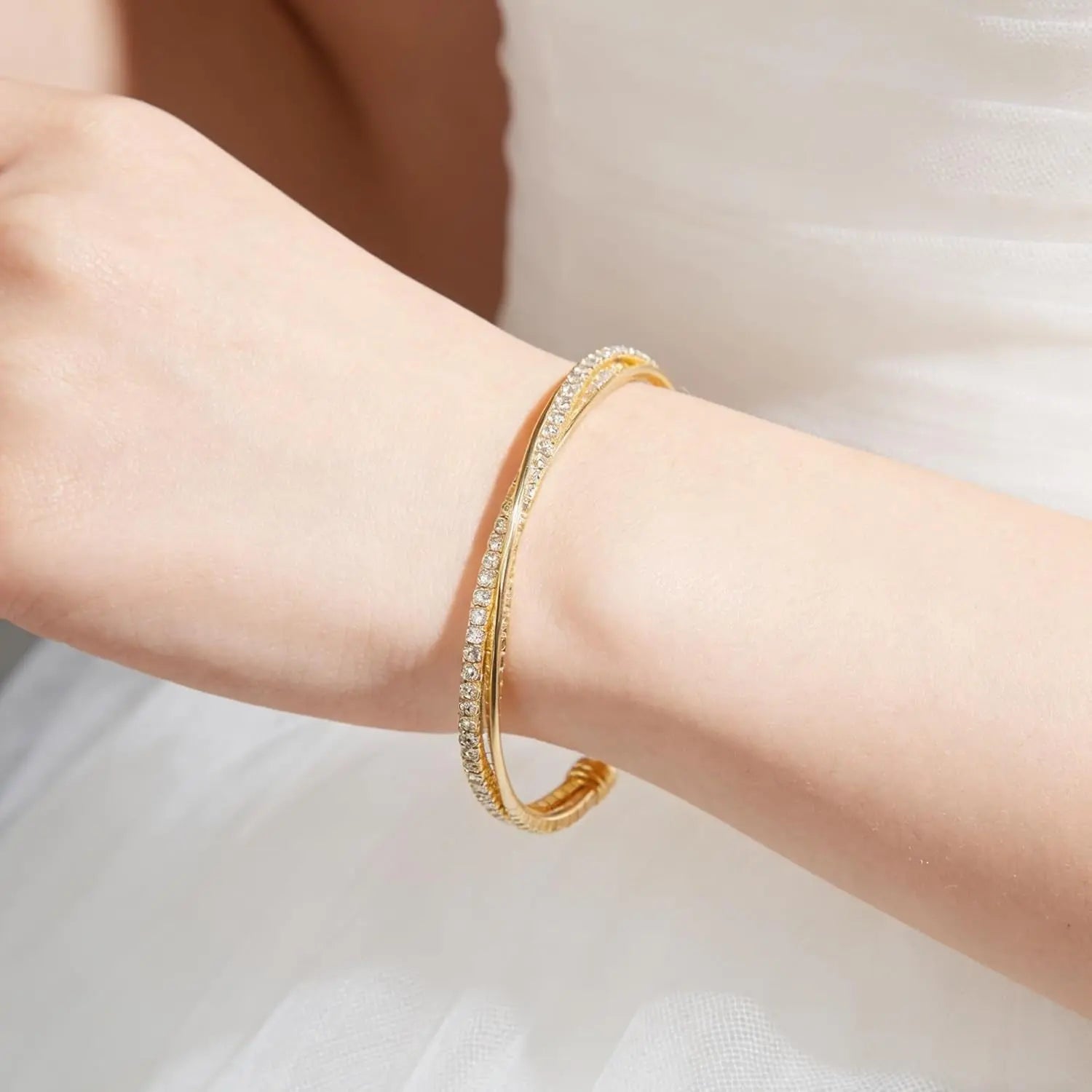 Rhinestone Cuff Bracelet Bangle Sparkly 