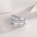 1Brilliant Interweaving Moissanite S925 Sterling Silver and Platinum-Plated Diamond Ring