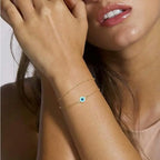 Dainty Gold Bracelets For Women, 14K Gold Filled Adjustable Layered Bracelet Cute Oval Chain  Bar Gold Bracelet