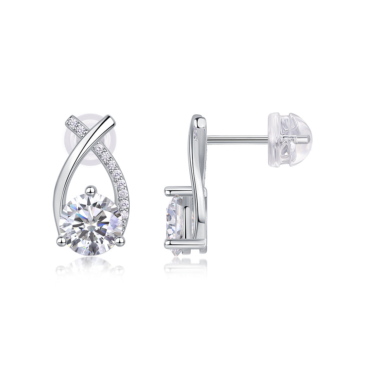 Happy Encounter - 1-carat Moissan Diamond S925 Sterling Silver And Platinum-plated Stud Earrings