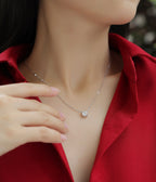 Diamond Jewelry Necklace Pendant Set with 1-Carat and 2-Carat Moissan Diamonds, S925 Sterling Silver and Platinum Plating
