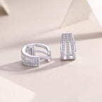Diamond Earrings Stud Inlaid With Mosan Diamond Silver Jewelry