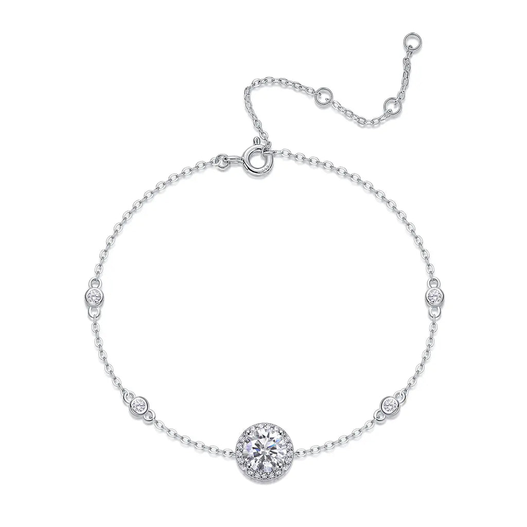 Harmonious And Brilliant – Luxurious Light Luxury Moissanite S925 Silver-Plated Platinum Bracelet NP Collection