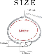 S925 Sterling Silver I Love U Forever Love Heart Double Chain Bracelets
