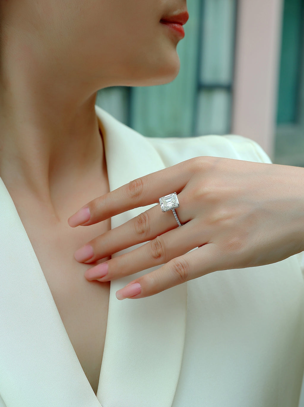 Iridescence City - Moissanite S925 Sterling Silver And Platinum Diamond Ring