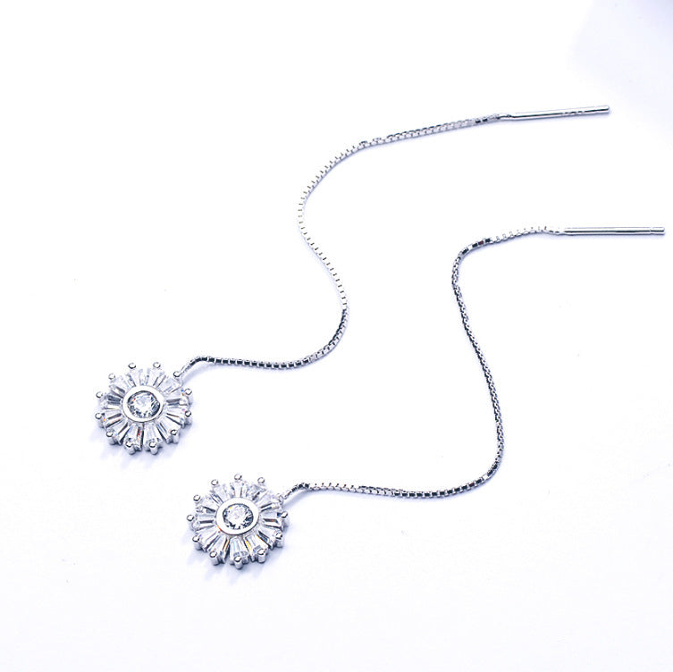 Diamond Christmas Snowflake Tassel Earrings
