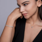 Tennis Chain 925 Silver Plated 30 Points Moissanite Bracelet