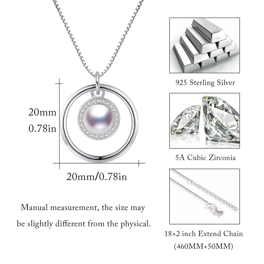Pearl Necklace 925 Sterling Silver Pendant Necklace