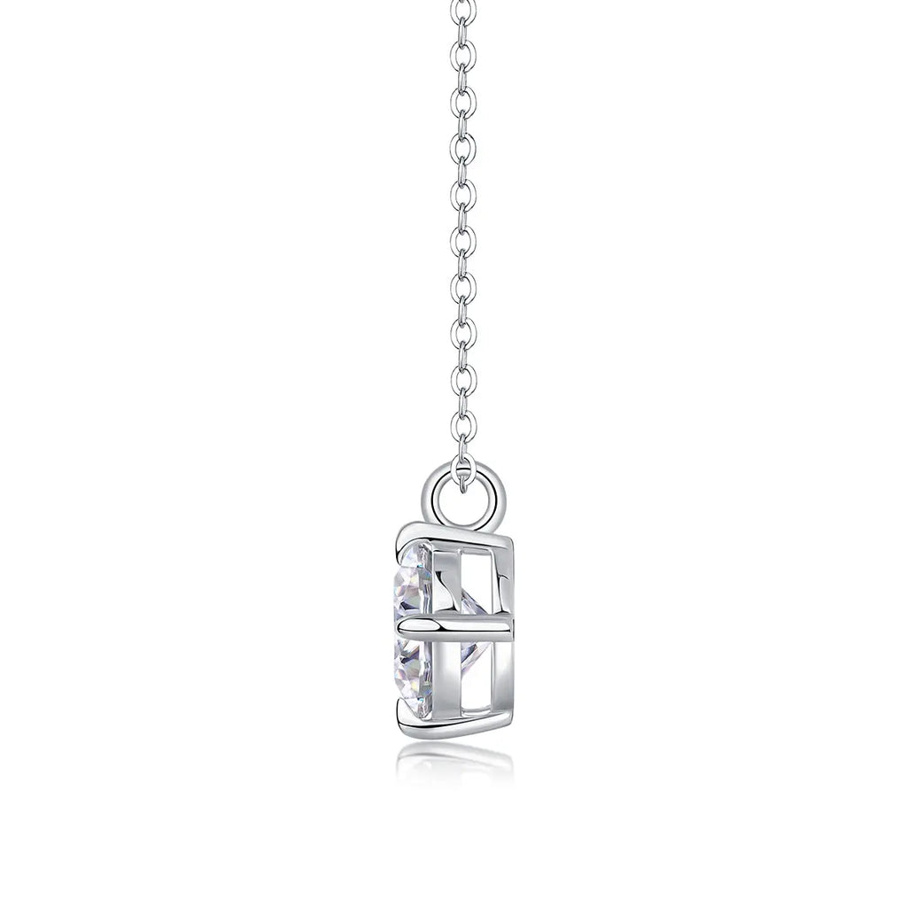 1Round and Smooth Diamond Jewelry Piece Set with 2-Carat Moissan Diamonds, S925 Sterling Silver and Platinum-Plated Pendant 