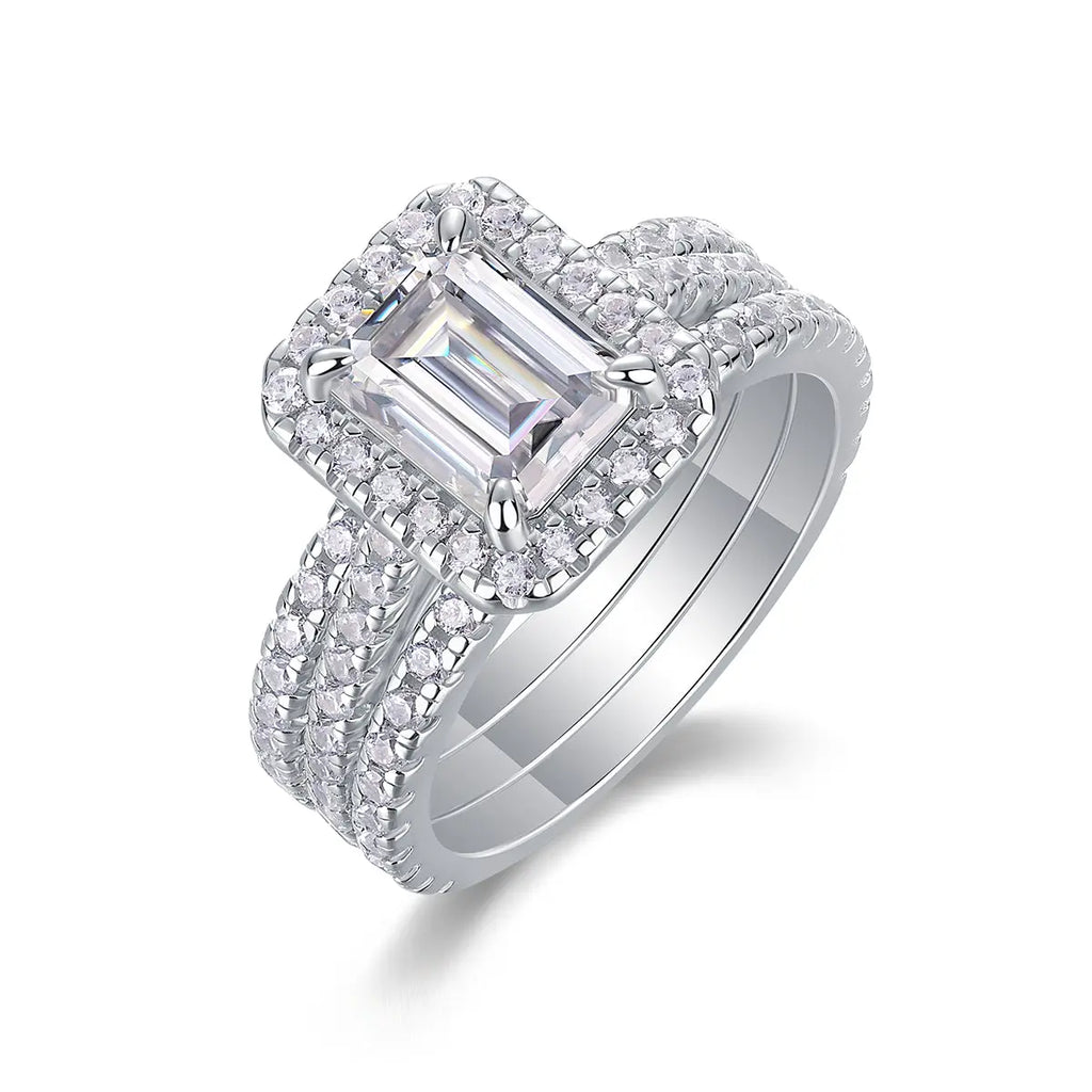 Simple And Elegant -  Moissanite S925, Silver And Platinum-plated Diamond Wedding Ring. The Ring Can Be Inspected With A Diamond Pen NP Collection