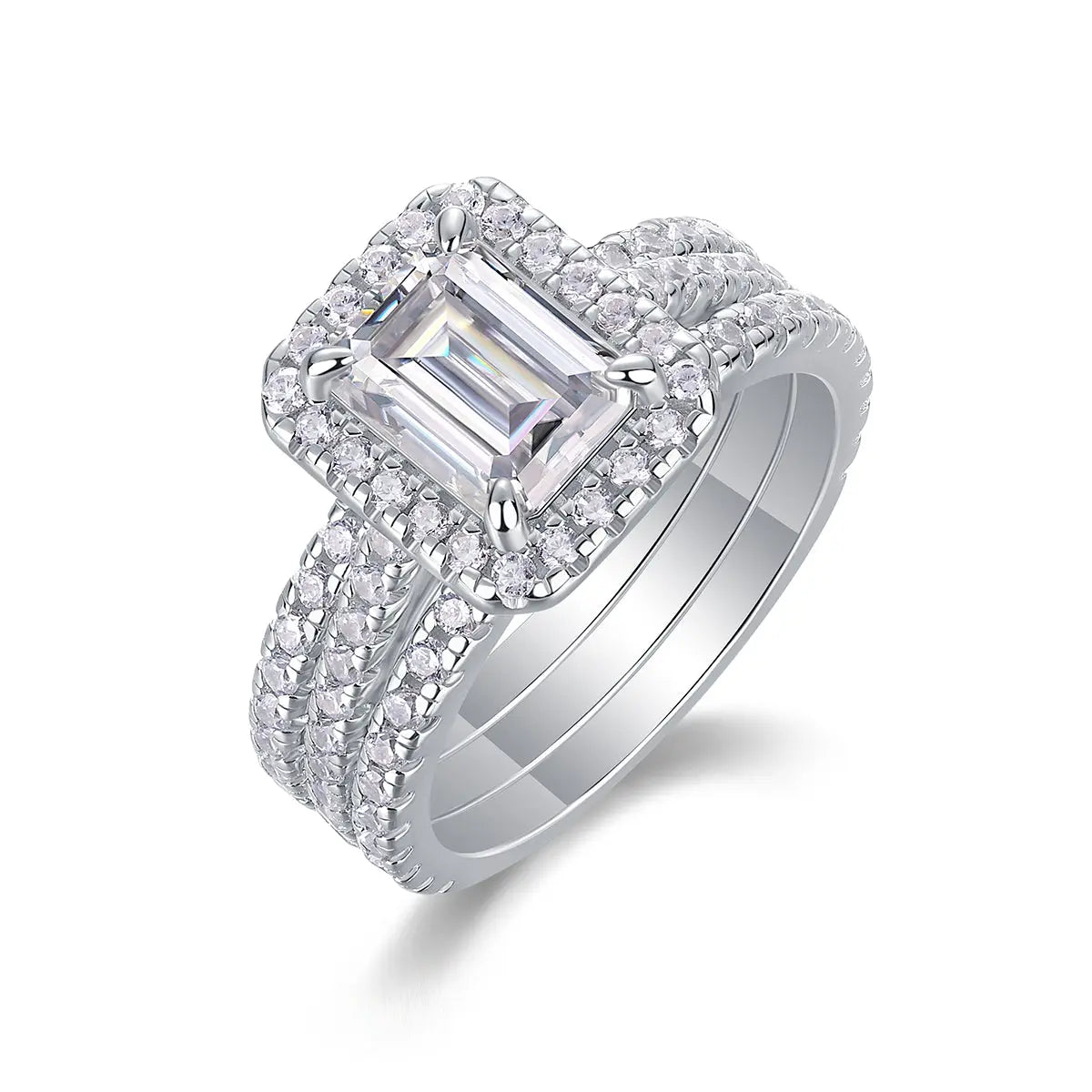 Simple And Elegant -  Moissanite S925, Silver And Platinum-plated Diamond Wedding Ring. The Ring Can Be Inspected With A Diamond Pen NP Collection