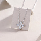 Lucky Four-Leaf Clover - Pendant with Moissanite S925 Sterling Silver and Platinum Plating 