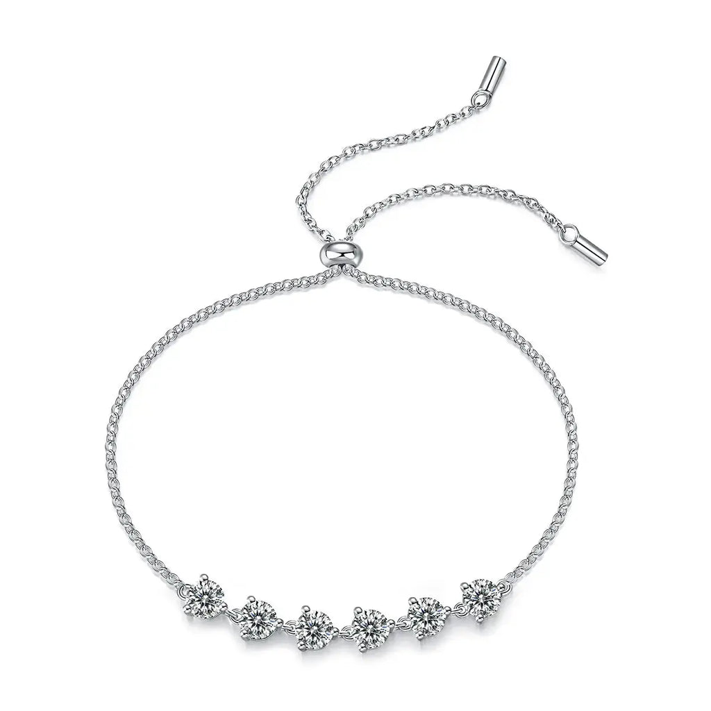 Dreamy Beauty Permeates - A Fashionable And Light Luxury Jewelry Silver Bracelet And Bracelet Set With Top-quality Moissanite, S925 Silver-plated Platinum NP Collection