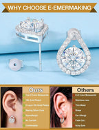 Moissanite Stud Earrings, 18K White Gold Vermeil, 925 Sterling Silver 1.0Ct 