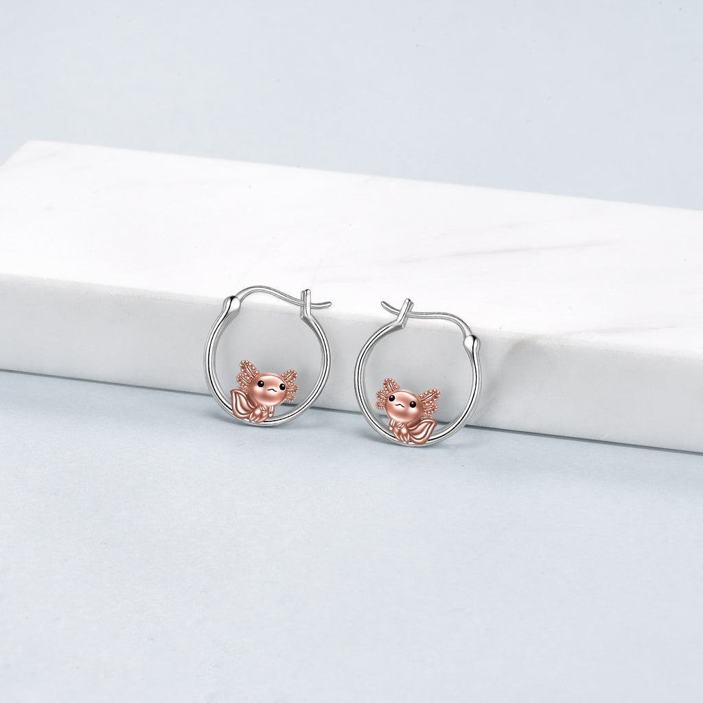 Axolotl Hoop Earrings 925 Sterling Silver Axolotl Jewelry