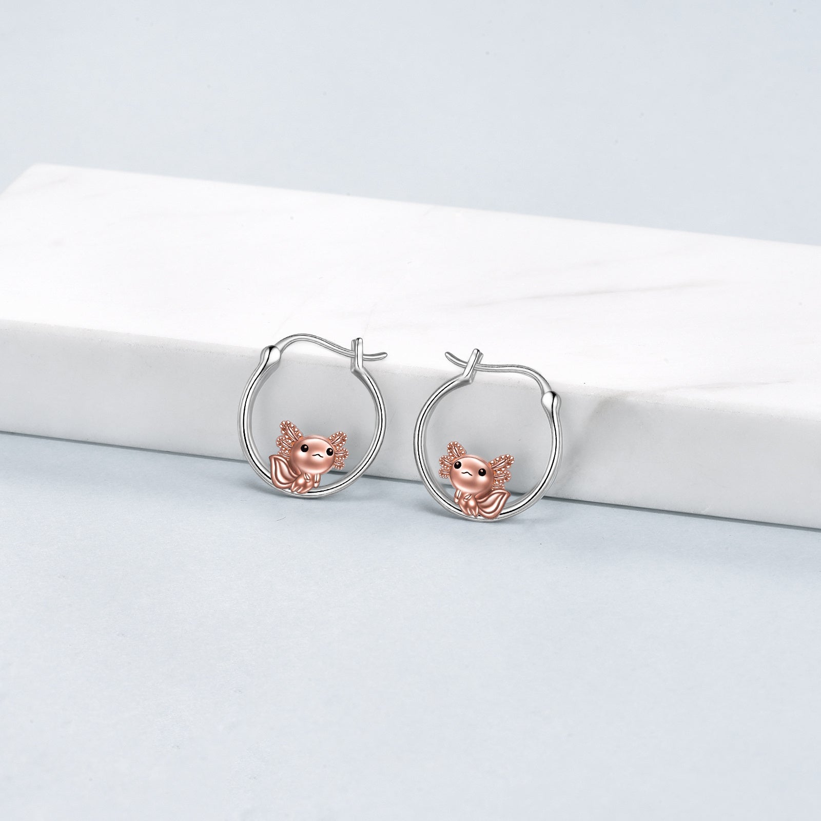 Axolotl Hoop Earrings 925 Sterling Silver Axolotl Jewelry