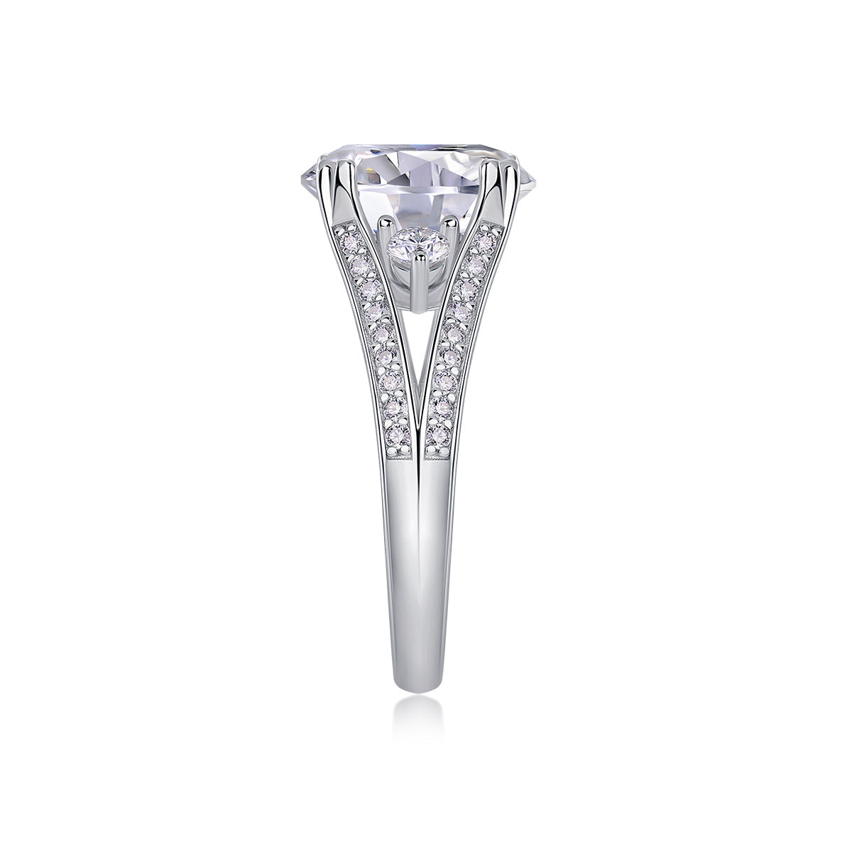 Elegant Radiance - 5-carat Moissanite S925 Sterling Silver And Platinum-plated Diamond Ring