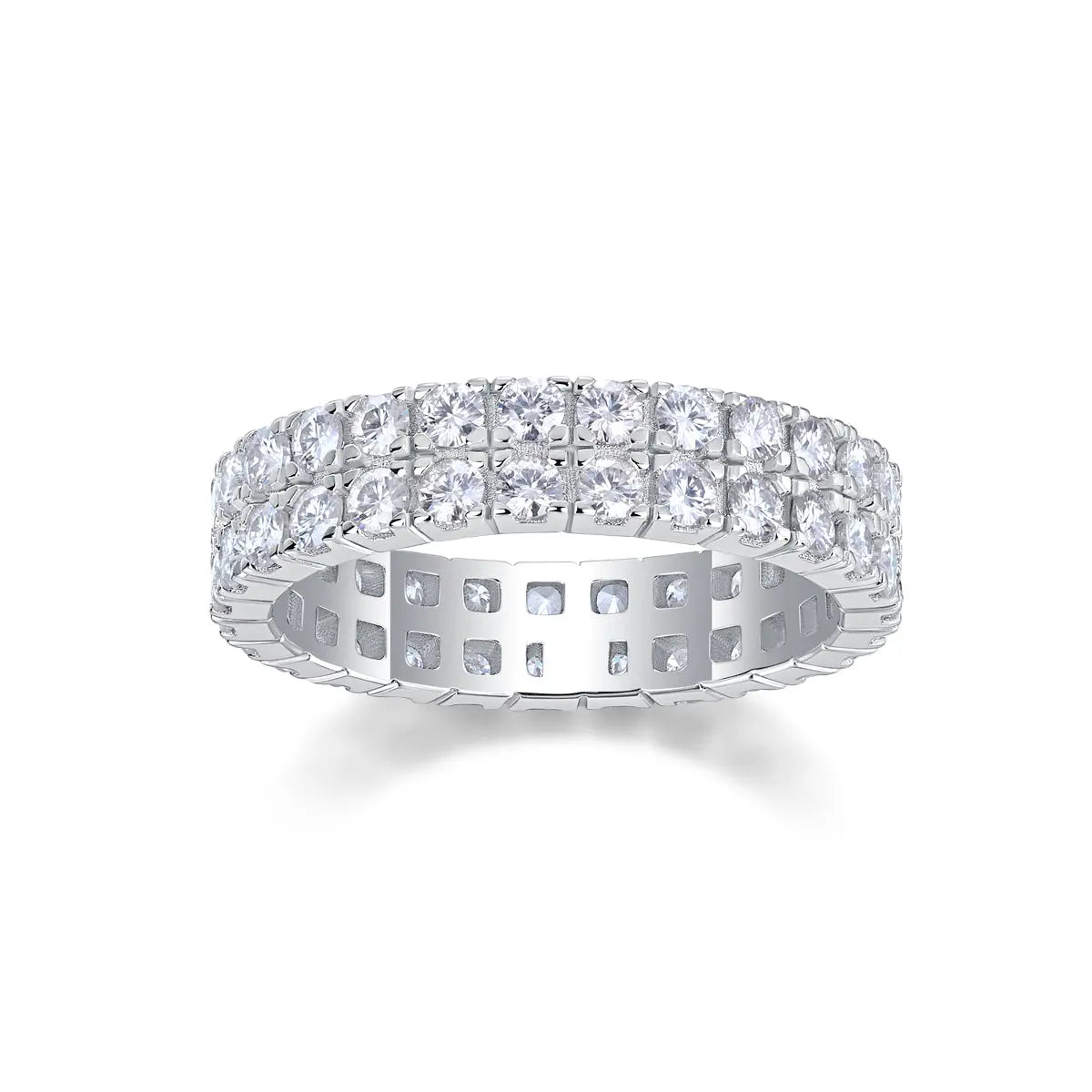 Multi-Row Diamond Moissanite Silver Ring 