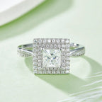 Square Moissanite S925 Platinum-Plated Silver Ring – Luxurious Light Luxury Jewelry NP Collection