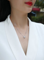Flower Love – Fashionable Light Luxury Moissanite S925 Silver-Plated Platinum Pendant Necklace NP Collection