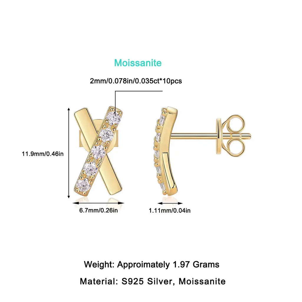 Dream Road - Premium Moissanite Luxury Fashion Light Luxury Jewelry Silver Stud Earrings S925 Silver Electroplated Gold NP Collection