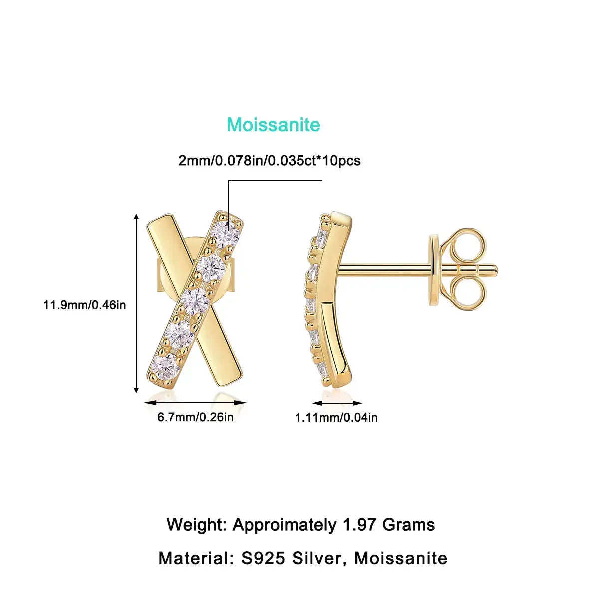 Dream Road - Premium Moissanite Luxury Fashion Light Luxury Jewelry Silver Stud Earrings S925 Silver Electroplated Gold NP Collection