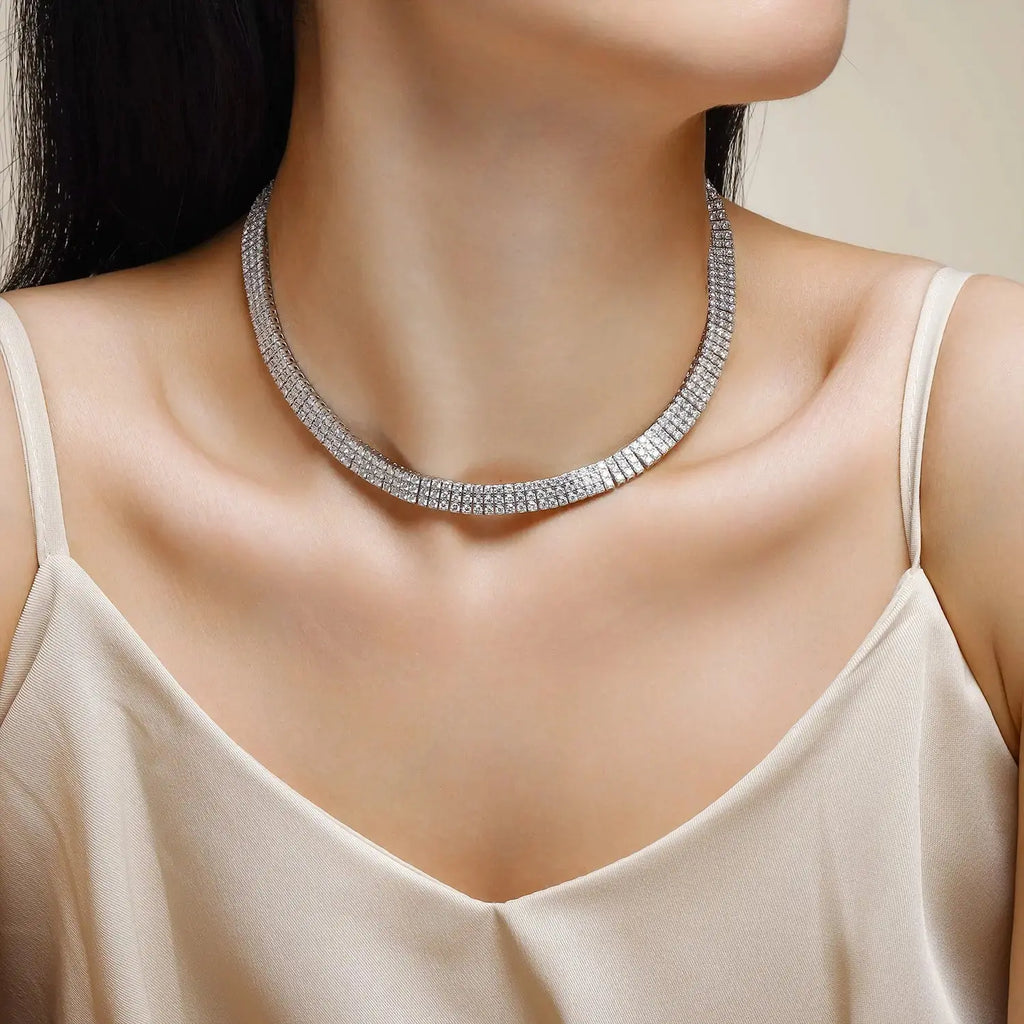 Aperture - Set With Moissanite Luxury And Fashionable Light Luxury Jewelry Silver Necklace S925 Silver Plated Platinum NP Collection