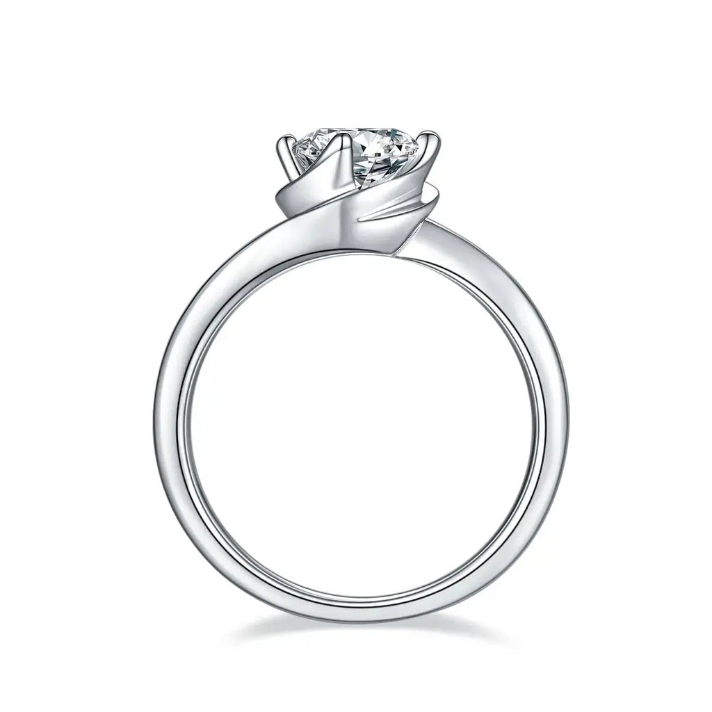 1-carat Luxury And Fashionable Light Luxury Jewelry Silver Ring Set With Top-quality Moissanite, S925 Silver Plated Platinum NP Collection