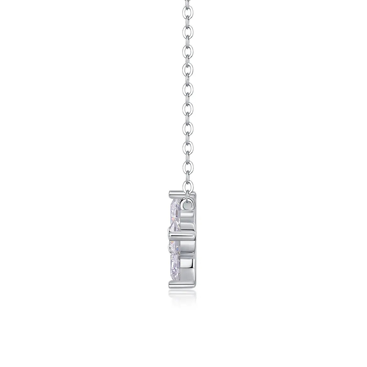Lucky Four-Leaf Clover - Pendant with Moissanite S925 Sterling Silver and Platinum Plating 