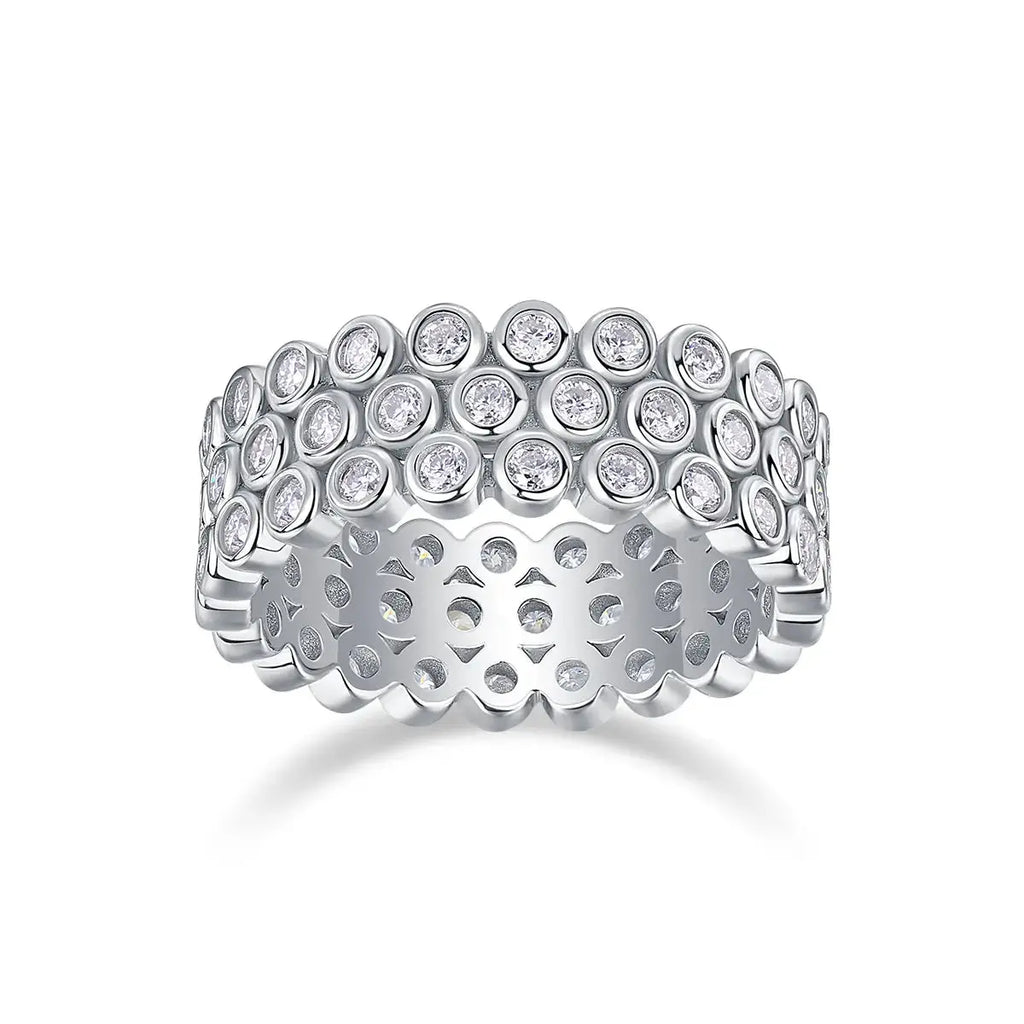 A Luxurious And Fashionable Light Luxury Jewelry Silver Ring Set With Top-quality Moissanite, S925 Silver Plated With Platinum NP Collection