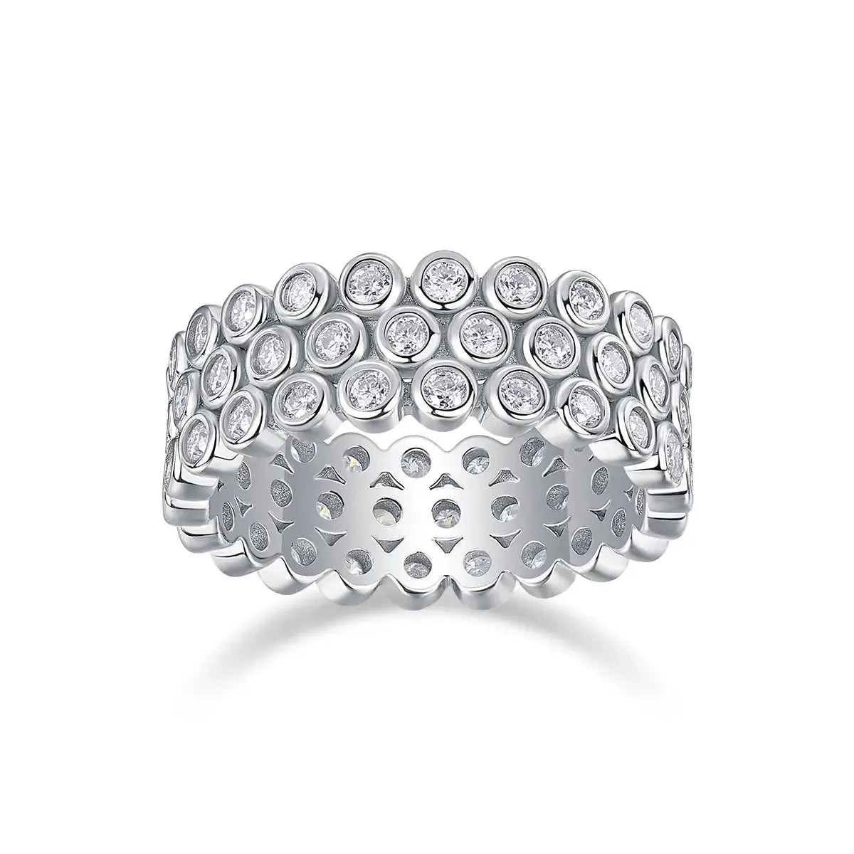A Luxurious And Fashionable Light Luxury Jewelry Silver Ring Set With Top-quality Moissanite, S925 Silver Plated With Platinum NP Collection