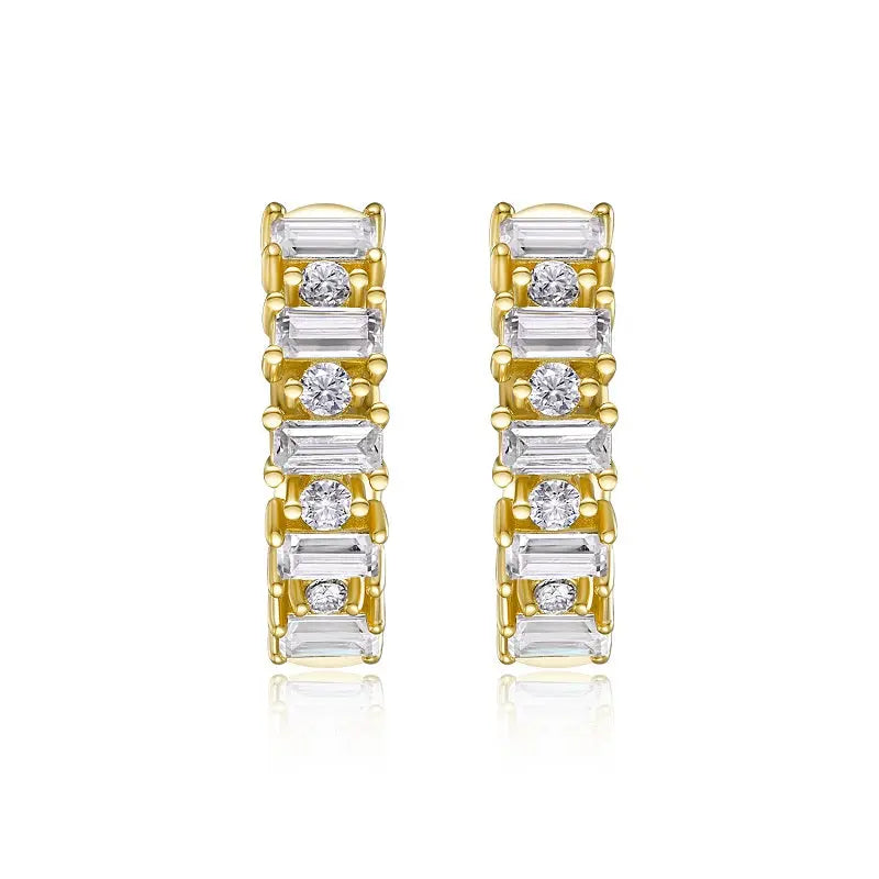 Moissanite Luxury & Fashionable Light Luxury Silver Stud Earrings – S925 Gold Electroplated - N&P Colletion