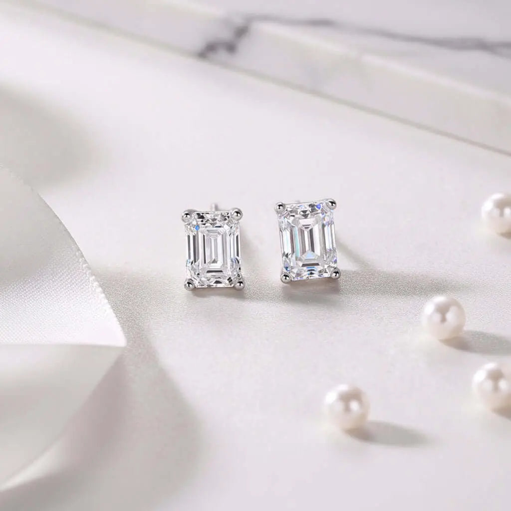 Moissanite Diamond Stud Earrings Studs with Moissanite Diamond Silver