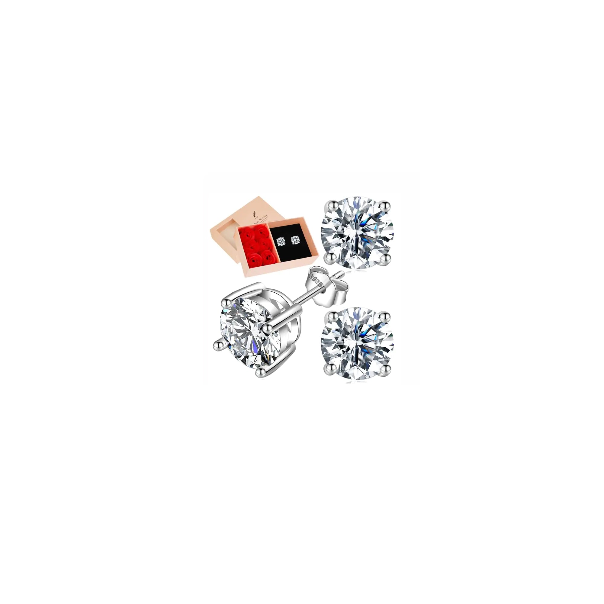 Valentines Day Gifts for Her Moissanite Earrings-Sterling Silver Earrings for Women Lab Grown Earrings Moissanite Stud Earrings for Men Fake Diamond Stud Earrings