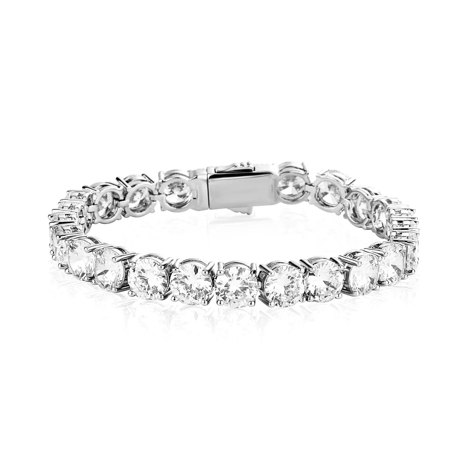 White Gold Plated Iced Out Chain Diamonds Tennis Bracelet