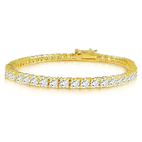 14kt Gold Plated Brilliant Cut and Shine Diamond CZ Tennis Bracelet