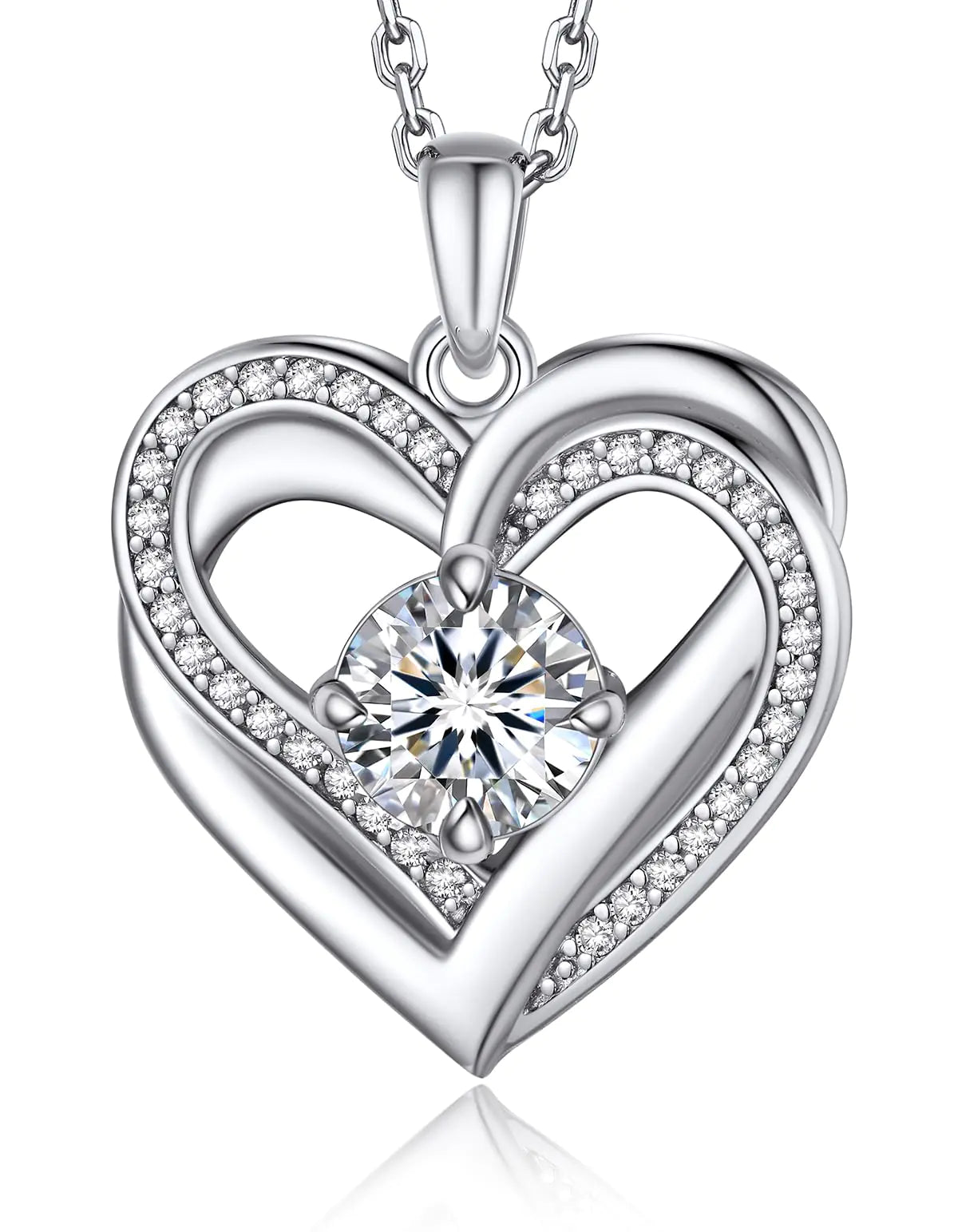 Double Heart Necklace for Women S925 Sterling Silver