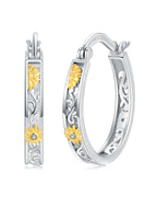 Silver Sunflower Heart Earrings for Women - 925 Sterling Silver Opal Sunflower / Daisy Heart Dangle Hoop Earrings Valentines Mothers Day Christmas Gifts Sunflowers Daisy Heart Drop Earrings Jewelry for Her (Yellow Sunflower Hoop Earrings)