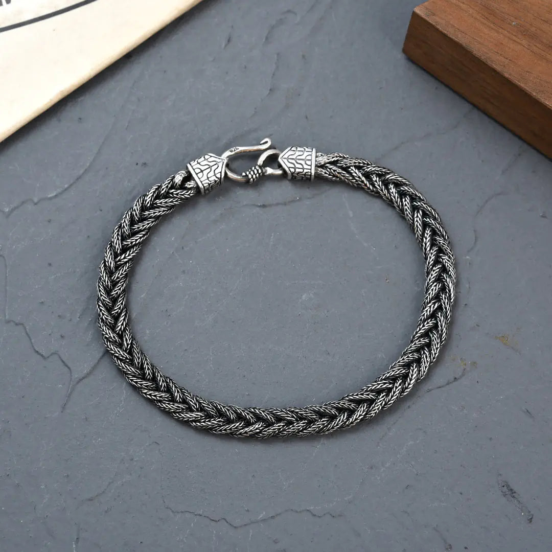 Handmade Sterling Silver Fox Tail Woven Bracelet