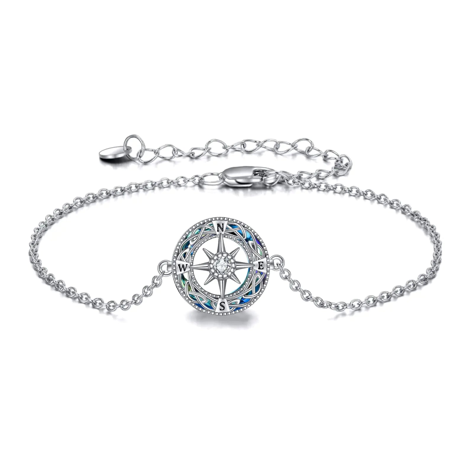Compass Bracelet Sterling Silver Crystal Celtic Knot