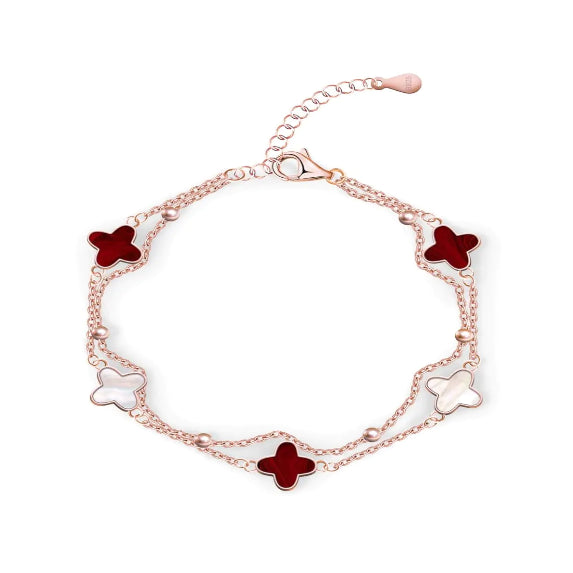 Sterling Silver 4-leaf clover Charm Bracelet